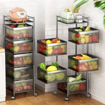 Square Fruit Rack With Wheels