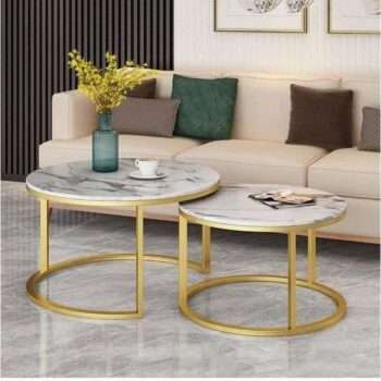 White Pure Marble Nesting Table