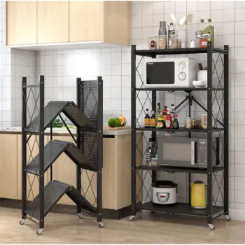 5-Tier Foldable Kitchen Rack with Wheels