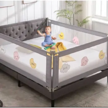 Baby Protective Bed Rail – Grey & White