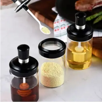 Glass Jar with Dipper Brush