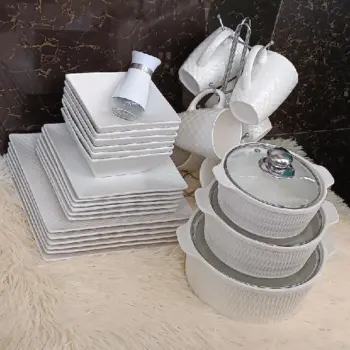 31PC White Square Dinner Set