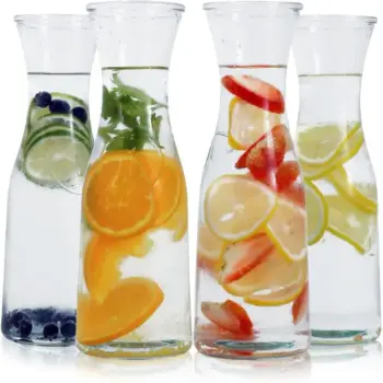 Glass Carafe with White Lids