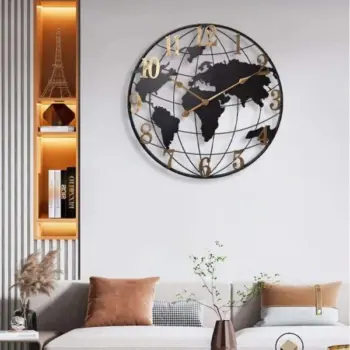 Large World Map Wall Clock