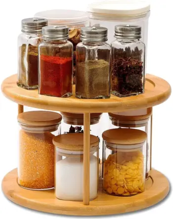 Bamboo Rotating Spice Rack / Lazy Susan
