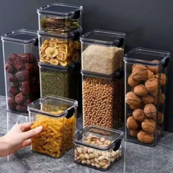8pcs Transparent Acrylic Cereal Food/Pantry Storage Containers