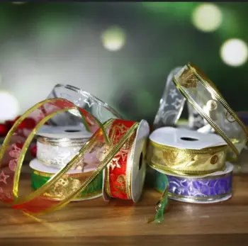 Christmas Gift Wrapper Flower Glitter Ribbons