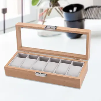 6 Slot Wooden Watch Organizer