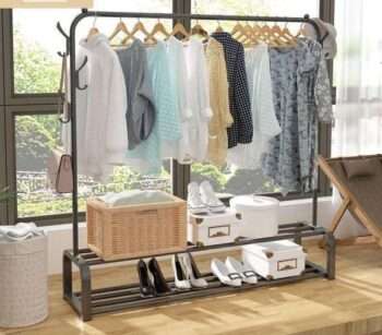 Clothing Rack With Lower Storage Shelf