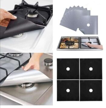 4 Piece Stove Covers  Silver and Black