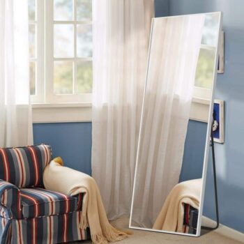 Wide Stand Alone Mirror With Metallic Frame