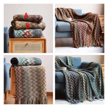Bohemian soft knit Blanket with Tassel