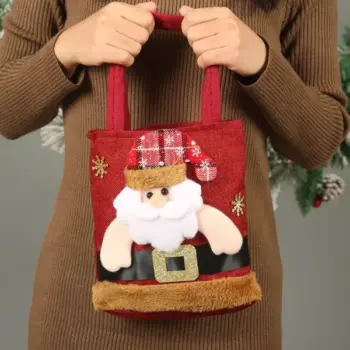 Handmade Linen Santa Christmas Gift Bags