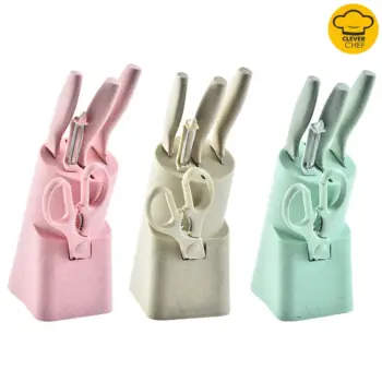 5pcs + Block Holder Wheat Stalk Profile Knife Sets