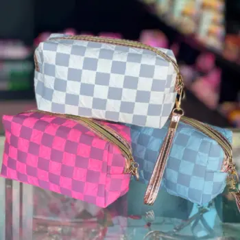 Checkerboard Pattern Cosmetic Travel Large Bag
