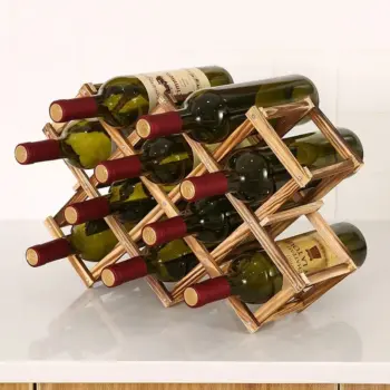 Foldable10 Slot Wooden Wine Bottle Rack 