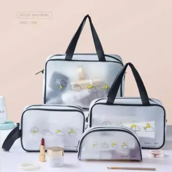 Women 4pc set Transparent Necessary Cosmetic Bag 