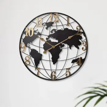 Large World Map Wall Clock for Living Room
