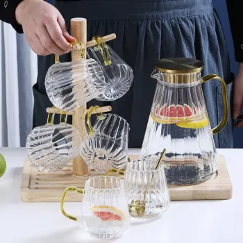Glass Decanter Kettle & Cups Set