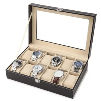 12-Slot Leather Watch Storage Box