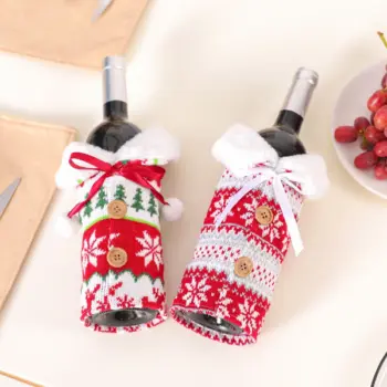 Fluffy Christmas Wine Bottle Cover