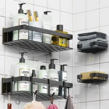 4-Piece Shower Caddy Shelf / Bathroom Organizer Set