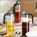 Glass Oil Bottle with Flip Automatic Lid