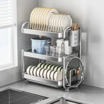 3Tier Chrome Plated Kitchen Dish Rack