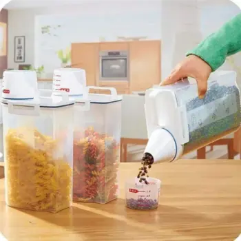 Cereal Storage Container with Measuring Cup and Handle