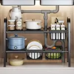 Under the sink adjustable 2 tier rack