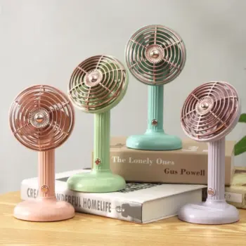 Small Retro Handheld & Desktop Rotatable Fan