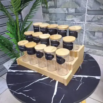 3 Tier bamboo spice Rack with 15 spice jars