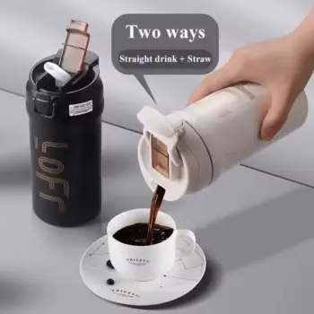️600ml (20 oz) Loff Thermos Cup with straw