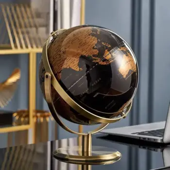 Rotating Retro World Globe Desktop Figurine