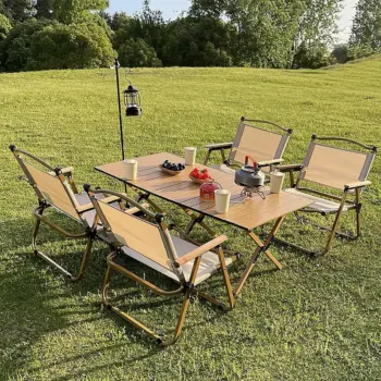 Foldable Camping Picnic Table with 4 Chairs