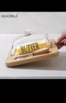 Glass Butter Dish With Bamboo Tray