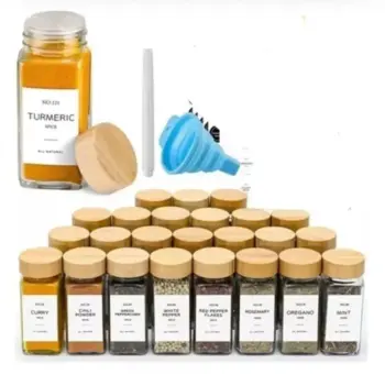 16PCS Premium Thick Glass Storage Jars with Bamboo Lids