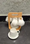 12-piece Unique Cappuccino Cup Set with Bamboo Stand