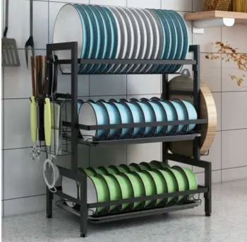 3-Tier Dish Rack with Cutlery and Chopping Board Holder