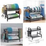 High Quality Heavy Duty 2 Tier Dish Rack with Cutlery Holder 