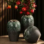 Dark Green & Gold Accent Vase