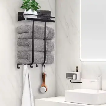 towel rack with hooks
