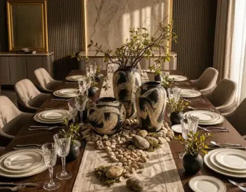 black and white vase set